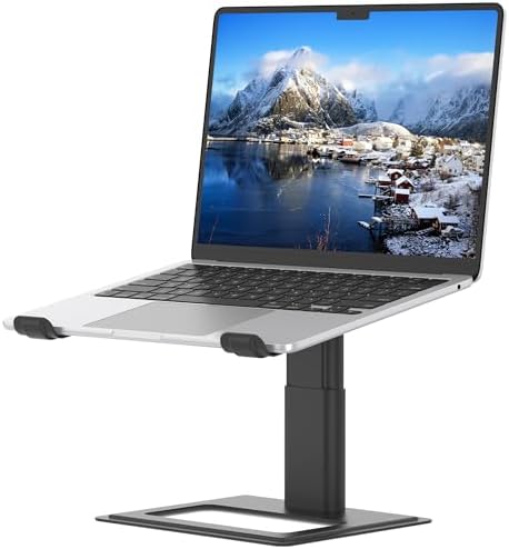 SOUNDANCE Adjustable Laptop Stand, Aluminum Riser, 10-17.3", Black