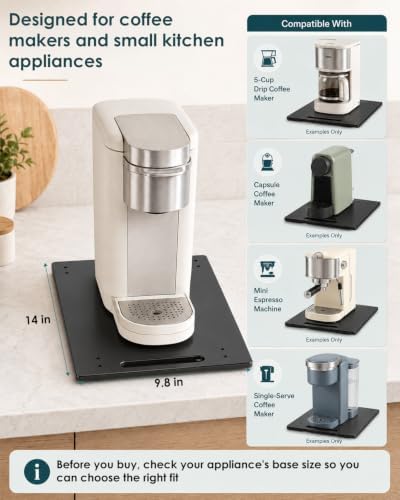 Appliance Slider – Sliding Tray for Coffee Maker, black Acrylic 9.8 * 14 In
