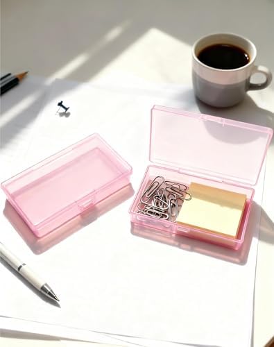LJY 12 Pink Rectangular Plastic Boxes, 5.3 x 3.1 x 1.2 in for Card Making