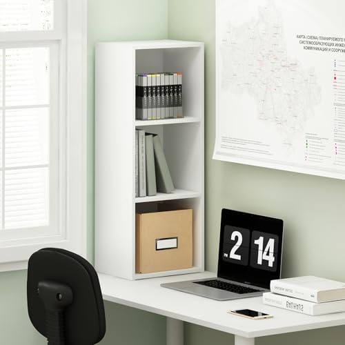 Furinno PASIR Book Shelf, 3-Tier Bookshelf, Easy Assembly Bookcase with Open Shelves, 9 x 12 x 32, for Living Room, Bedr