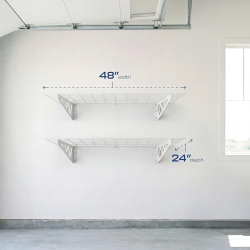 MonsterRax 24x48 White Garage Wall Shelf 2-Pack, 500lb, White