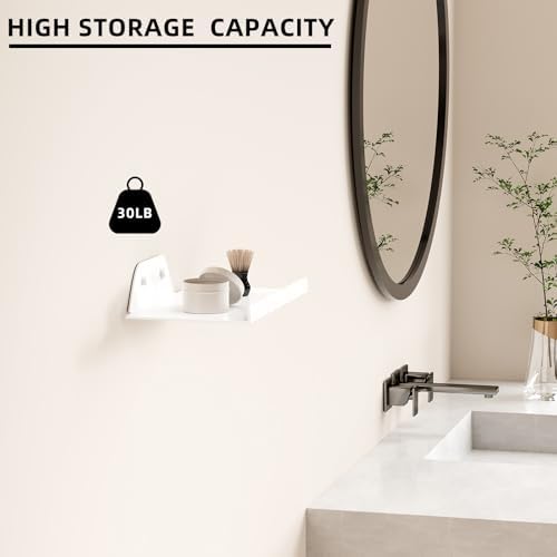 Floating Shelf for Wall, Off Center Metal Shelf for Decor, Modern Wall Shelf for Storage with Lip, Hanging Shelf for Liv