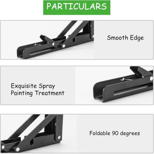 Folding Shelf Brackets, 8 Inch 4 Pcs Heavy Duty Wall Mounted Collapsible Triangle Shelf Bracket for Folding Wall Table, 