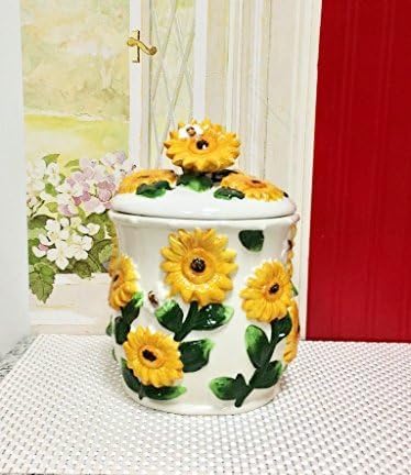 ACK 3-D Sunflower Hand Painted Cookie Jar, 83076