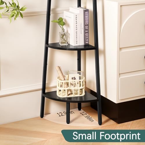 Yoobure 4-Tier Corner Shelf Stand- 54" Tall Corner Bookshelf with Metal Frame, Industrial Ladder Corner Shelves Display 