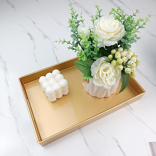 Spsyrine Gold Bathroom Vanity Tray with Handles for Dresser Tops