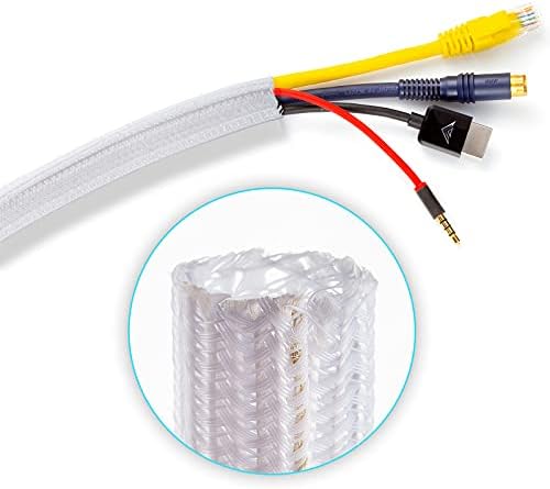 Maximm Cable Management Wire Loom 6ft 1/2 Inch White Split Cord Protector