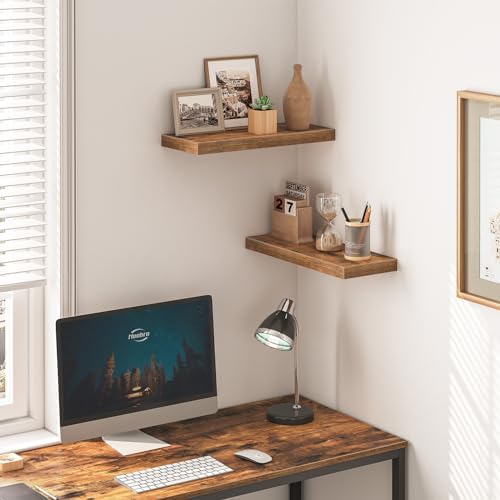 HOOBRO Floating Shelves for Wall, Wall Mounted Shelf Set of 2, 15.7" Hanging Shelf with Invisible Brackets, for Wall Dec