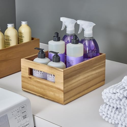 iDesign Acacia Wood Pantry Storage Bin with Handles - Set of 2