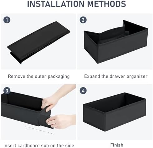 DIMJ Drawer Organizer Clothes - Underwear Organizer Small Closet and Storage Box Dresser Organizer,Drawer Dividers for Baby Clothes,Bra,Socks, Belt, Tie, Set of 6,Black