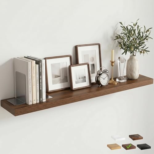 48In Floating Shelves for Wall, 6.5"D Wood Storage Shelves, Walnut Finish
