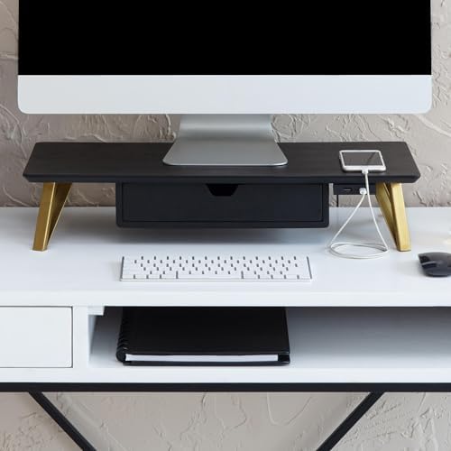 Anji Mountain Monitor Stand for Desk - Desktop Organizer & Laptop Riser, Ergonomic Monitor Riser, Space-Saving, Durable,