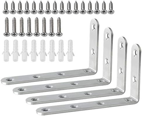 Alise Brushed Floating Shelf Bracket,5x3 Inch L Brackets for Shelves,4 Pcs