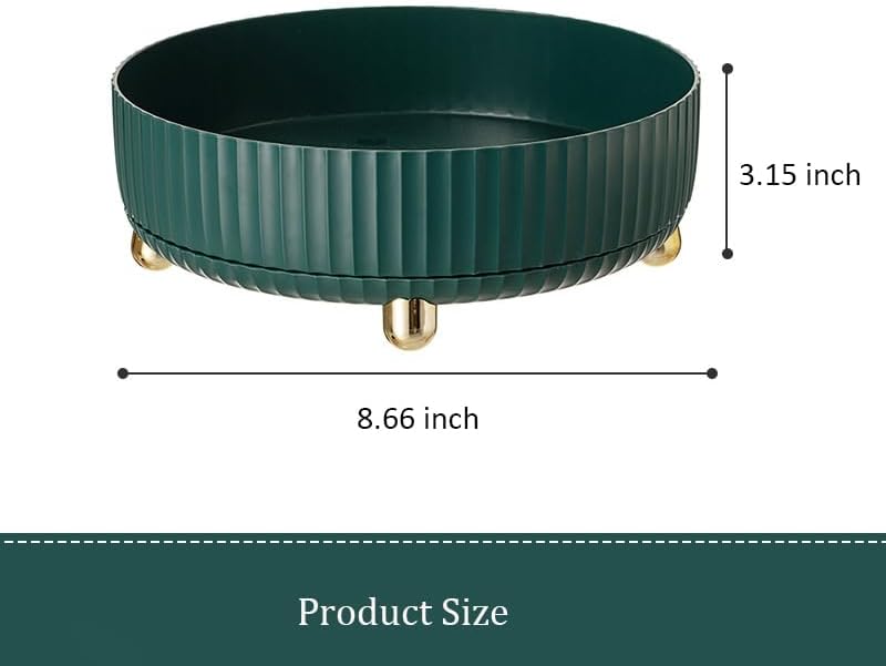 360 Rotating Makeup Perfume Organizer Skincare Tray, Small Teal Green