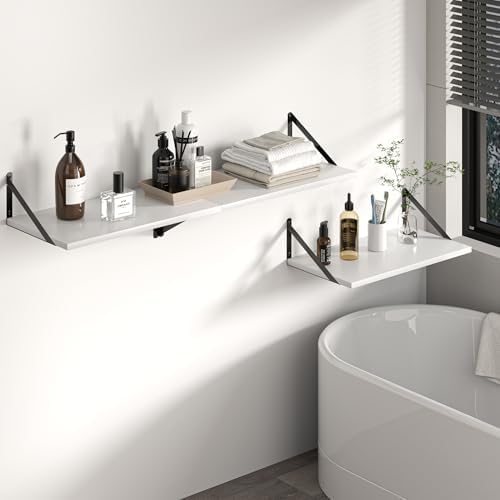 Heimlove 32W x 12D Deep Floating Shelves Set of 2 White