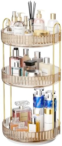 GTI 360°Rotating Makeup Organizer, 3 Tier Large Capacity Perfume Cosmetics Skincare Vanity Organizers,Bathroom Counter O