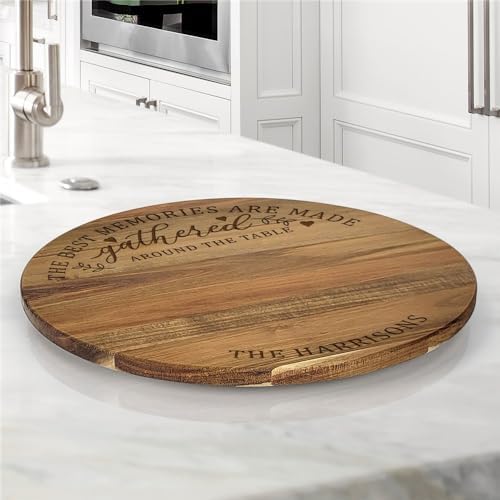 Engraved Gathered Around the Table Personalized Lazy Susan, 16" Rotating Tray