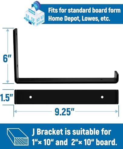 LEOPO 10 inch Shelf Brackets 4-Pack, 1/5" Thick Floating Shelf Bracket