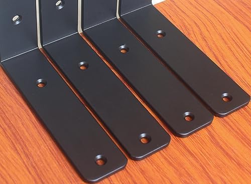 16 Pack - L 6" x H 6" x W1.5, 5mm Thick Black L Shelf Bracket, Iron Shelf Brackets, Metal Shelf Brackets, Floating Shelf