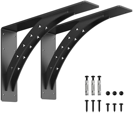 Heavy Duty Shelf Brackets - Max Load 900 LBS, Premium Alloy Metal Mantel Brackets - Fireplace & Countertop Support (Matt