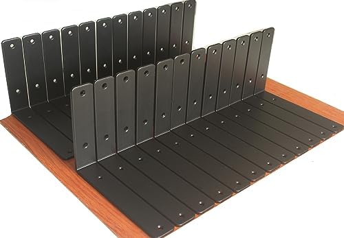 32 Pack - L 8" x H 6" x W1.5, 5mm Thick Black L Shelf Bracket, Iron Shelf Brackets, Metal Shelf Brackets, Floating Shelf