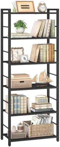 HOOBRO 6-Tier Bookshelf, Standing Tall Bookcase, Vertical Storage Shelf