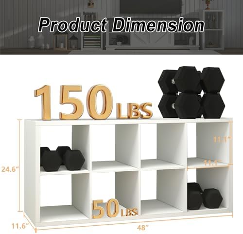 8 Cube Storage Organizer Shelf, White, 11 inch