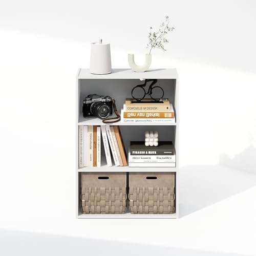 Furinno Simple Book Shelf, 3-Tier Bookshelf, Storage Shelves Bookcase, 9.7 x 23.7 x 31.5, for Living Room, Bedroom, Home