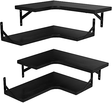 LEOPO Corner Floating Shelves Wall Mounted Set of 4, Corner Wall Shelves