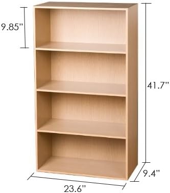 Furinno PASIR Book Shelf, 4-Tier Bookshelf, Bookcase with Open Shelf, 9.4 x 23.6 x 41.7, for Living Room, Bedroom, Home 