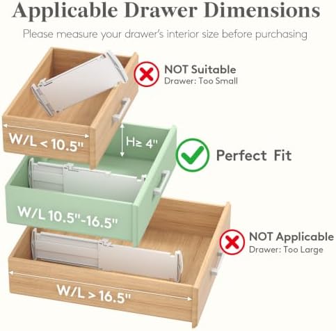 Lifewit 14 Pack 4" High Drawer Divider, Adjustable Drawer Organizer Clothes
