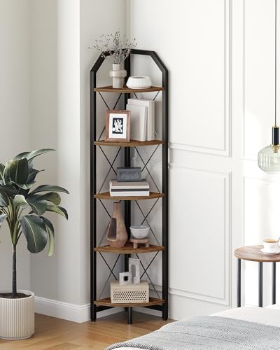 CHOEZON 59.4" Corner Shelf, 5-Tier Industrial Corner Bookshelf, Corner Storage Stand, Plant Stand Display Shelf, Bookcas