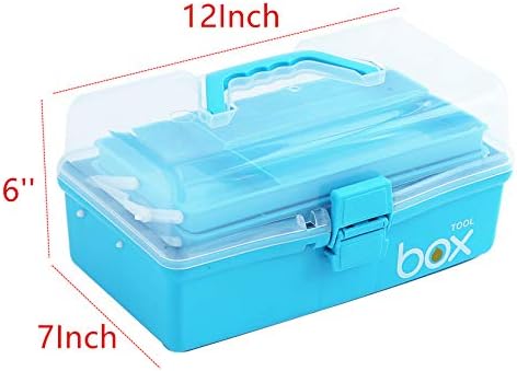 Sunxenze 12'' Three-Layer Clear Plastic Craft Storage Box, Tool Box/Sewing Box Organizer, Art Storage Box with Handle (L