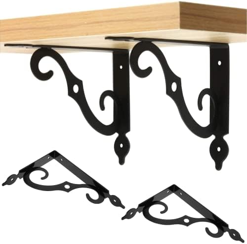 Luomorgo L Bracket Decorative Shelf Brackets, 7.4 Inch, Black, 2 Pcs