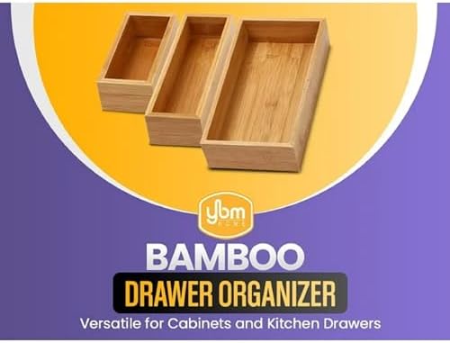 YBM HOME Bamboo Drawer Organizer Storage Box, 2 Pack 6x12x2 inch