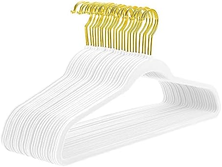 MIZGI Premium White Velvet Hangers, 60 Pack, Anti-Slip, Lightweight, Space Saving, Suitable for Coats, Shirts, Sweaters, Dresses, Pants, and More