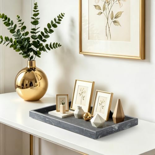 Real Natural Large Marble Tray for Bathroom, Vanity, Kitchen Counter