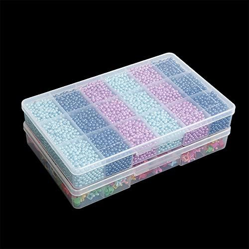 2 Pack Fixed 18 Grids Clear Plastic Compartment Container Case, Transparent Organizer Storage Divider Box with Lid for B