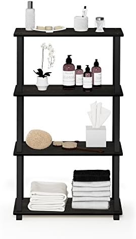 Furinno TURN-S-TUBE Storage Shelves, 4-Tier Book Shelf, Corner Shelf, Toolless Open Shelves, for Organization and Storag