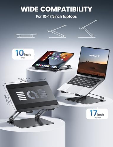 Lamicall Adjustable Laptop Stand for Desk for MacBook Air Pro HP 10-17.3''