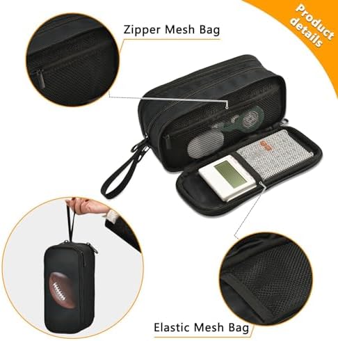 Wfrish Rugby Pencil Case Football Pencil Pouch Big Capacity 3 Compartments Back to School Supplies for Teen Girl Boy Pouch Pen Bag Large Storage Organizer with Zipper Handle for Men Women