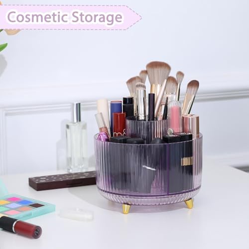 SKYDUE Rotating Pencil Pen Holder, Pen Organizer with 5 Slots - Aesthetic Desk Organizer and Accessories for School, Home, Office Supplies