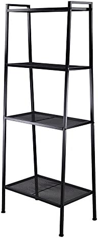 Azadx Ladder Shelf Bookcase, 4-Tier Multipurpose Iron Widen Ladder Bookshelf Plant Storage Organizer Rack, Shelf Display