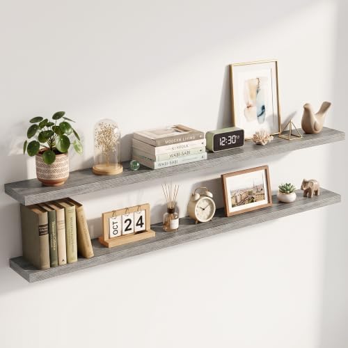 72 Inch Floating Shelves for Wall 2 Pack, Wood Wall Bathroom Shelves