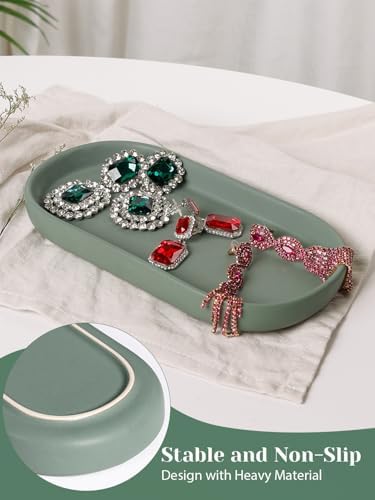 INGOFIN 7" Ceramic Bathroom Vanity Tray Set- 2 Pcs Bathroom Organizer Countertop Tray for Perfume, Jewelry, Small Kitche