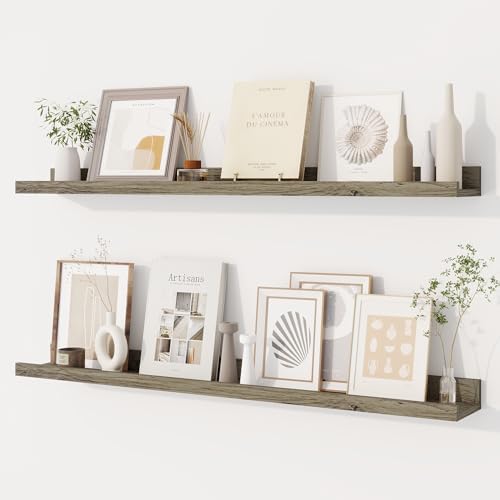 Dreamland Picture Ledge Shelf for Wall, Floating Shelves Set of 2,36 inch Long Floating Shelves with Lip for Living Room,Bedroom,Bathroom,Kitchen,Grey