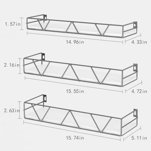Floating Shelves Set of 3, Wood Wall Shelf, Farmhouse Shelf for Bedroom