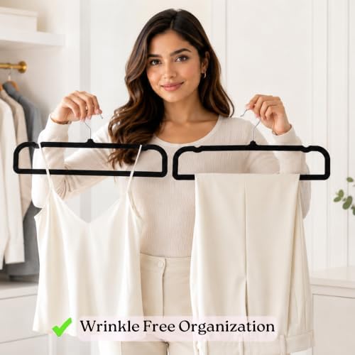 ZAKUTO Velvet Pants Hangers 50 Pack – Non-Slip Space Saving with 20 Hooks