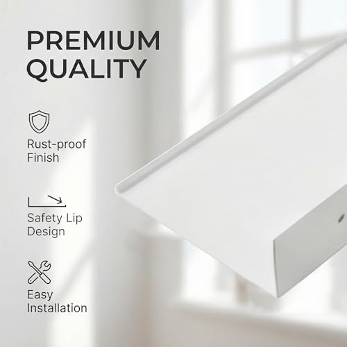 Z metnal White Floating Shelves, Wall Shelf, Metal Square Shelf for Display Collection, Aluminum, Wall Mounted, White, 2