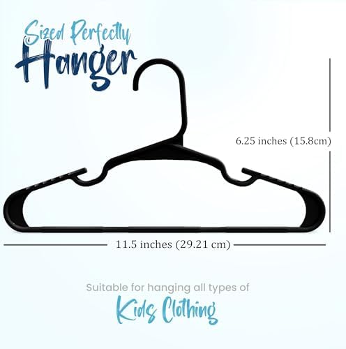 Utopia Home Kids Hangers 100 Pack - Plastic Baby Hangers for Closet - Childrens Hanger for Clothes & Infant Hanger for Closet - for Everyday Standard Use (Black)